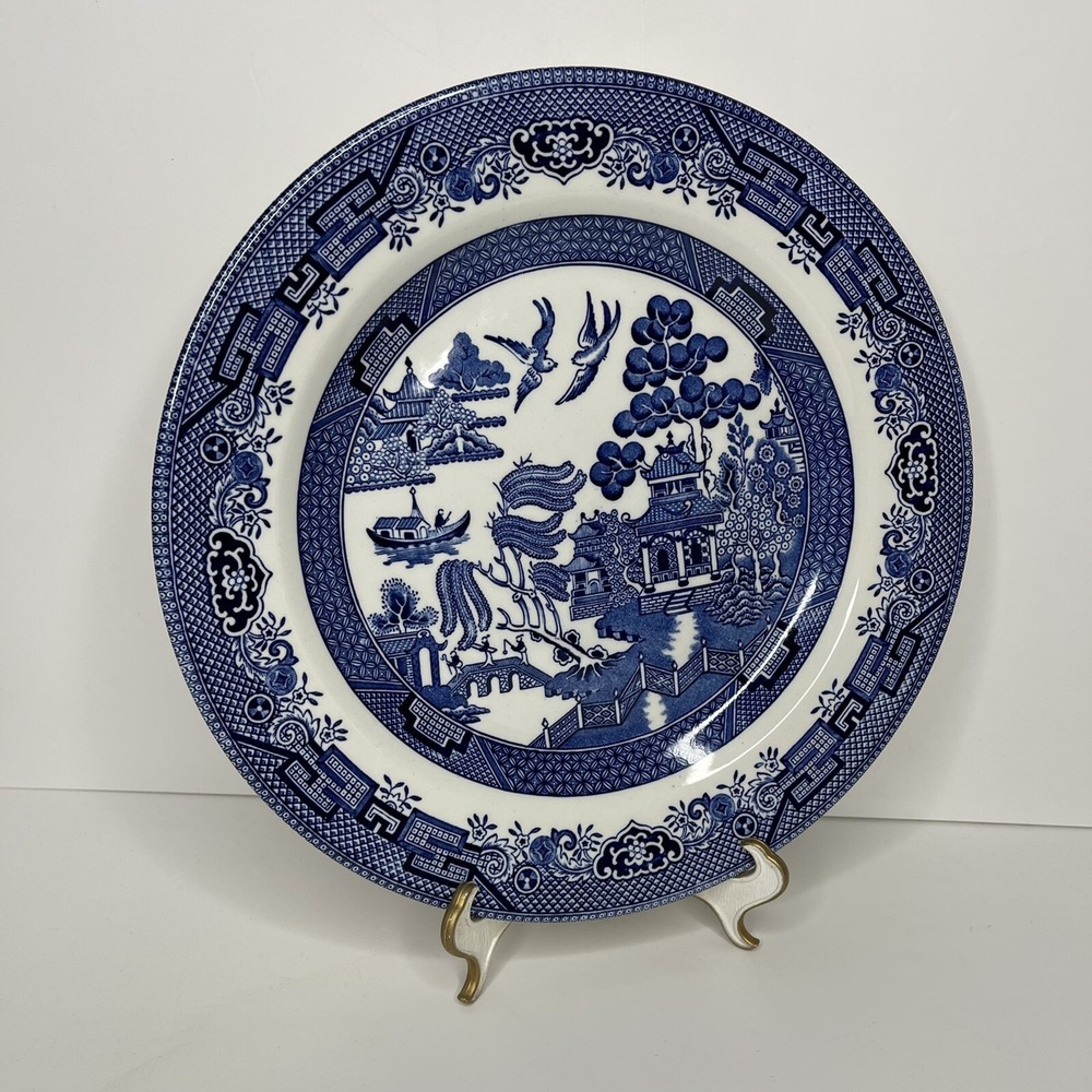 Vintage Churchill Willow‎ Blue Dinner Plate 10" England Oriental